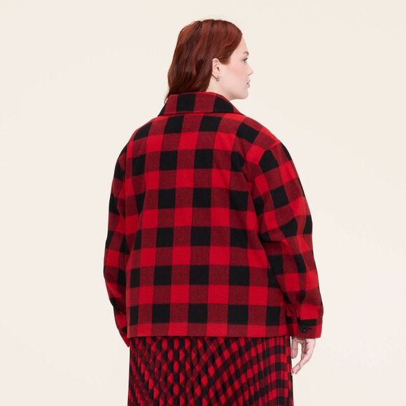 Woolrich - Women's Buffalo Check Melton Jacket - Woolrich Red Red/Black - Picture 3 of 4